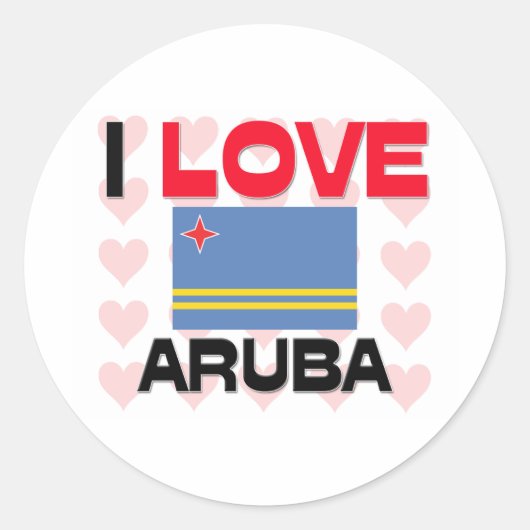 I Love Aruba Ronde Sticker (Voorkant)
