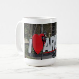"I Love Aruba", rood hart, Mok, fotografie Koffiemok