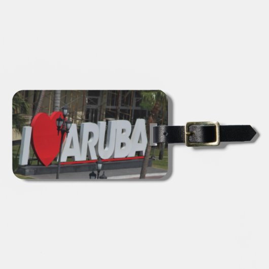 "I Love Aruba"-teken, fotografie, Bagagelabel (Voorkant horizontaal)