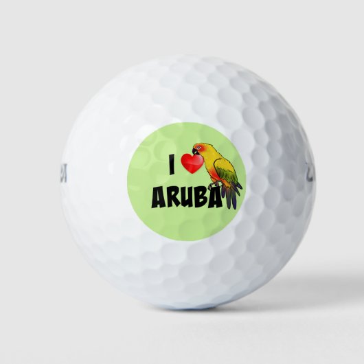 I Love Aruba text design with Parrot Golfballen (Voorkant)