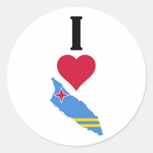 I Love Aruba Vertical I Heart Aruba Flag Map Ronde Sticker