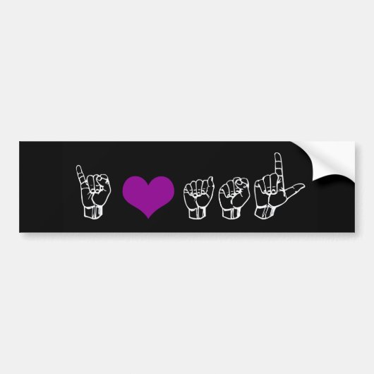 I Love ASL (American Sign Language) Bumpersticker (Voorkant)