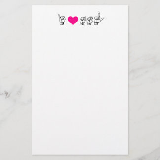 I Love ASL (American Sign Language) Stationery Briefpapier