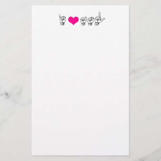 I Love ASL (American Sign Language) Stationery Briefpapier (Voorkant)