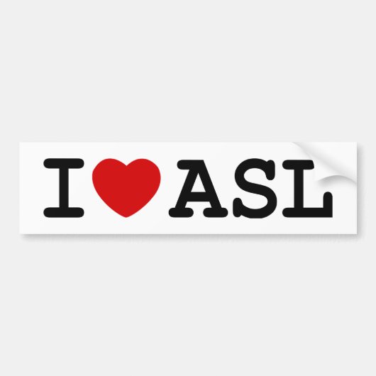 I Love ASL Bumpersticker (Voorkant)