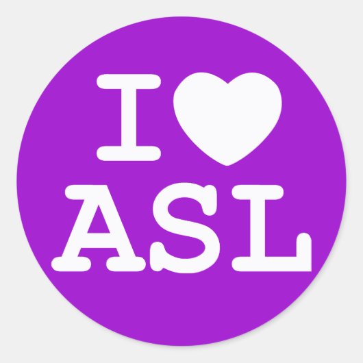 I Love ASL (Color) Ronde Sticker (Voorkant)