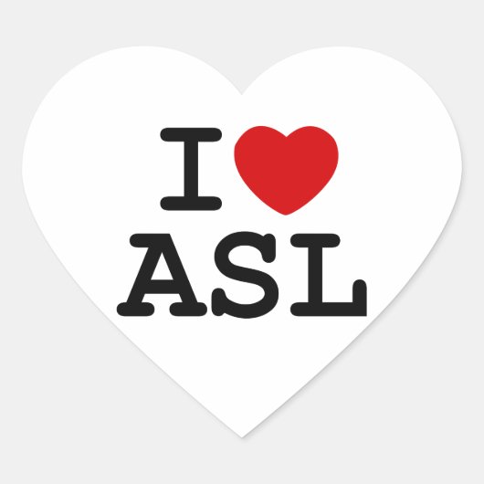 I Love ASL Hart Sticker (Voorkant)
