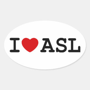 I Love ASL Ovale Sticker