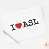 I Love ASL Ovale Sticker (Envelop)