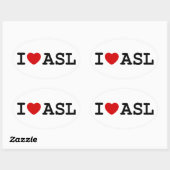 I Love ASL Ovale Sticker (Vel)