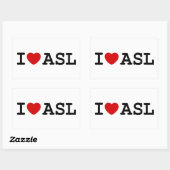 I Love ASL Rechthoekige Sticker (Vel)