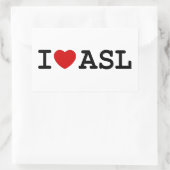 I Love ASL Rechthoekige Sticker (Tas)