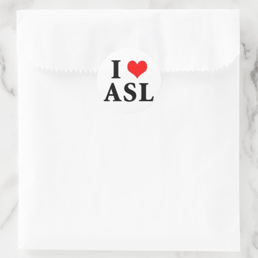 I Love ASL Ronde Sticker (Tas)