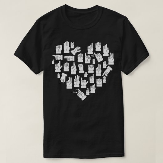 I Love ASL Shirt American Sign Language Alphabet (Design voorkant)