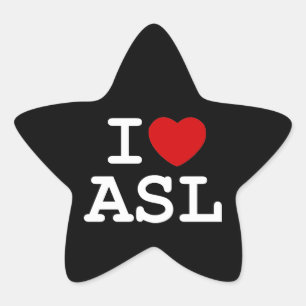 I Love ASL Ster Sticker