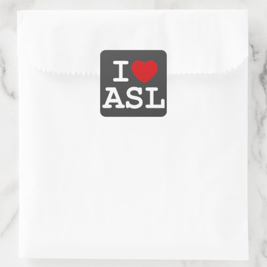 I Love ASL Vierkante Sticker (Tas)