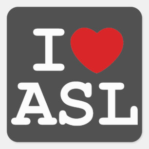 I Love ASL Vierkante Sticker
