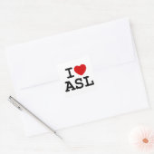 I Love ASL Vierkante Sticker (Envelop)