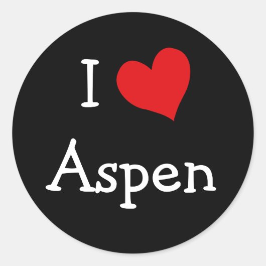 I Love Aspen Ronde Sticker (Voorkant)