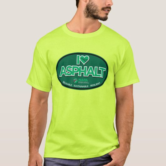 I Love Asphalt Mannen T-Shirt - Safety Green (Voorkant)