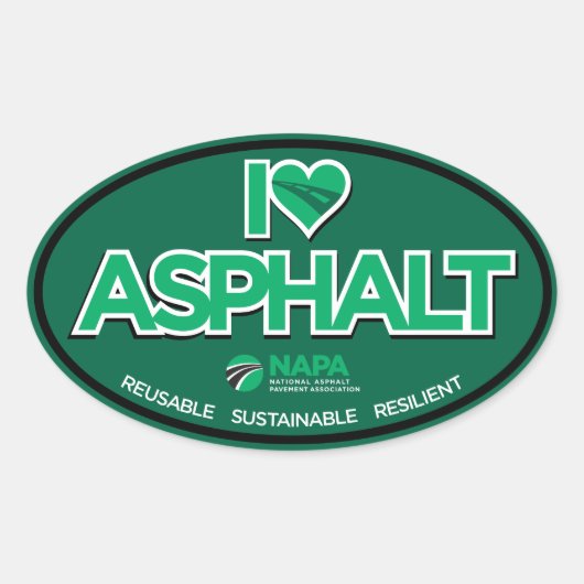 I Love Asphalt Stickers - Oval (Voorkant)