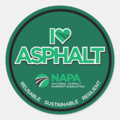 I Love Asphalt Stickers - Round (Voorkant)