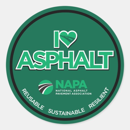 I Love Asphalt Stickers - Round (Voorkant)