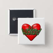 I Love Auckland Vierkante Button 5,1 Cm (Voorkant /achterkant)