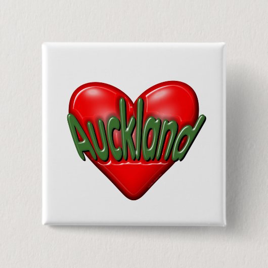 I Love Auckland Vierkante Button 5,1 Cm (Voorkant)