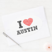 I Love Austin Ovale Sticker (Envelop)