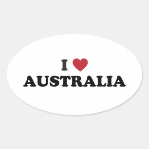 I Love Australia Ovale Sticker