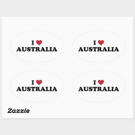 I Love Australia Ovale Sticker (Vel)