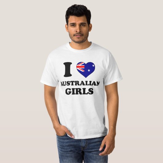 I love Australian Girls T-shirt (Voorkant volledig)