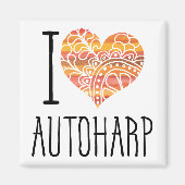 I Love Autoharp Oranje Mandala Heart Magneet (Voorkant)