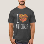 I Love Autoharp Oranje Mandala Heart T-shirt (Voorkant)