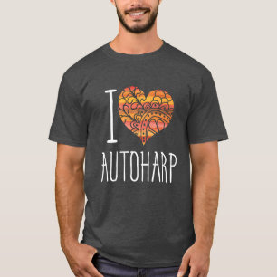 I Love Autoharp Oranje Mandala Heart T-shirt