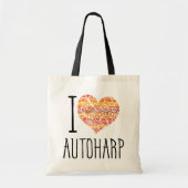 I Love Autoharp Oranje Mandala Heart Tote Bag (Voorkant)