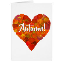 I Love Autumn, Bold—Red Aspen Leaf Heart 1