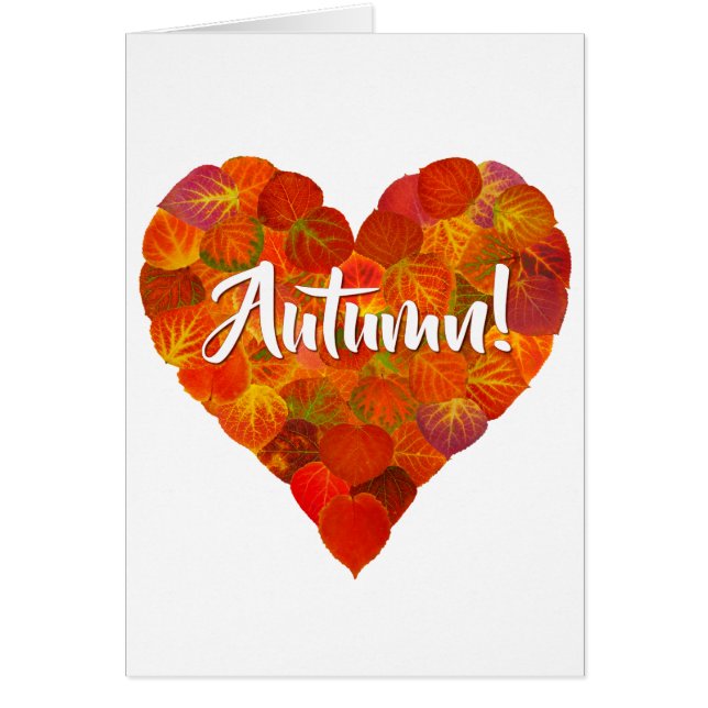 I Love Autumn, Bold—Red Aspen Leaf Heart 1 (Voorkant)