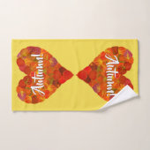 I Love Autumn, Bold—Red Aspen Leaf Heart 1 Bad Handdoek (Handdoek)