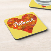 I Love Autumn, Bold—Red Aspen Leaf Heart 1 Bier Onderzetter (Linkerzijde)