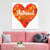 I Love Autumn, Bold—Red Aspen Leaf Heart 1 Canvas Afdruk (Insitu (Woonkamer))