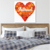I Love Autumn, Bold—Red Aspen Leaf Heart 1 Canvas Afdruk (Insitu (Slaapkamer))