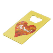 I Love Autumn, Bold—Red Aspen Leaf Heart 1 Creditkaart Flessenopener (Achterkant Gekanteld)