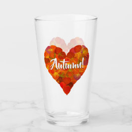 I Love Autumn, Bold—Red Aspen Leaf Heart 1 Glas