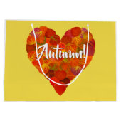I Love Autumn, Bold—Red Aspen Leaf Heart 1 Groot Cadeauzakje (Achterkant)
