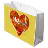 I Love Autumn, Bold—Red Aspen Leaf Heart 1 Groot Cadeauzakje (Achterkant Gekanteld)