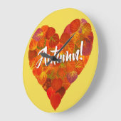 I Love Autumn, Bold—Red Aspen Leaf Heart 1 Grote Klok (Hoek)