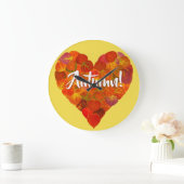 I Love Autumn, Bold—Red Aspen Leaf Heart 1 Grote Klok (Huis)