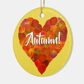 I Love Autumn, Bold—Red Aspen Leaf Heart 1 Keramisch Ornament (Links)